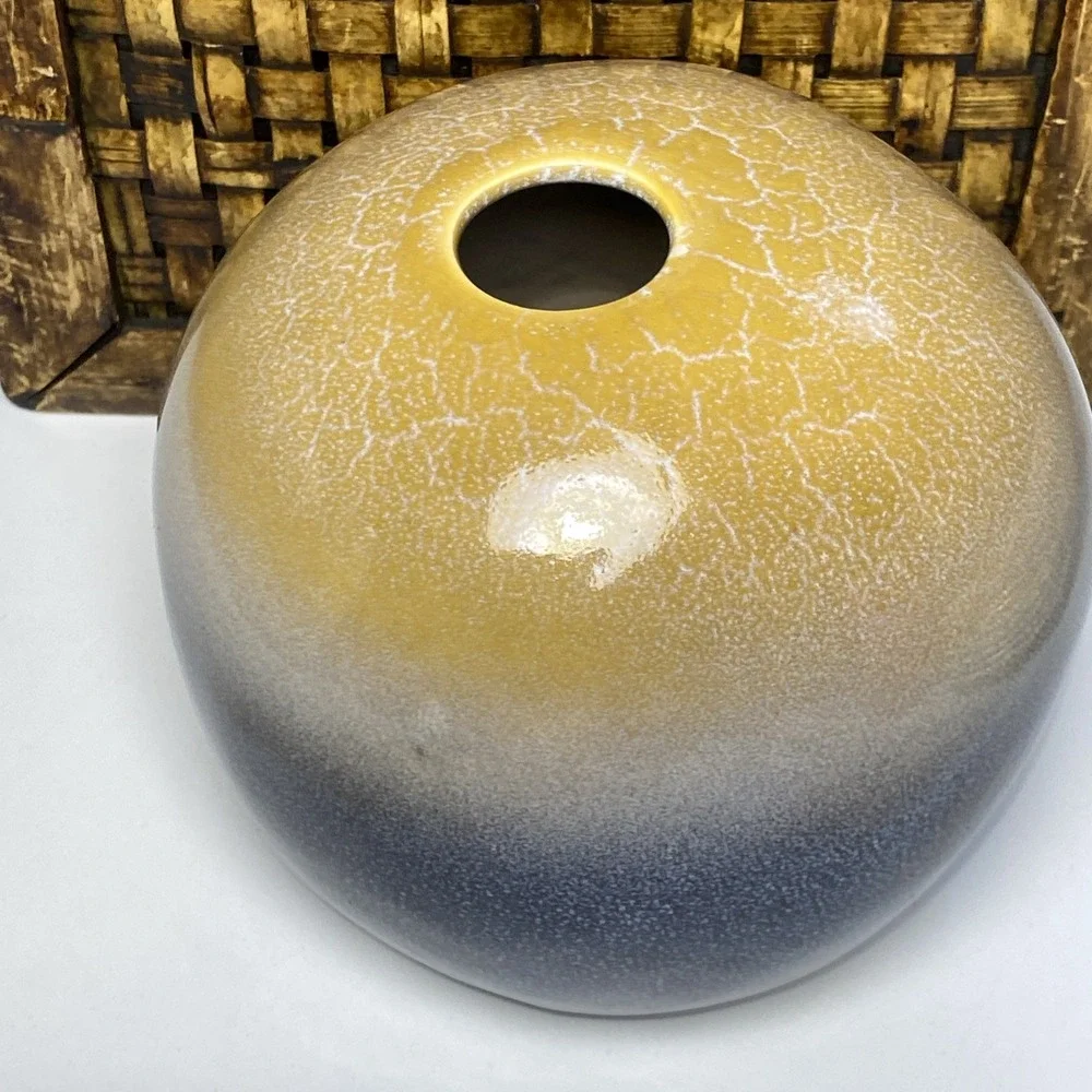 Vintage Studio Pottery Bud Vase Spherical‎ Gradient Stoneware Art Nouveau 5.5